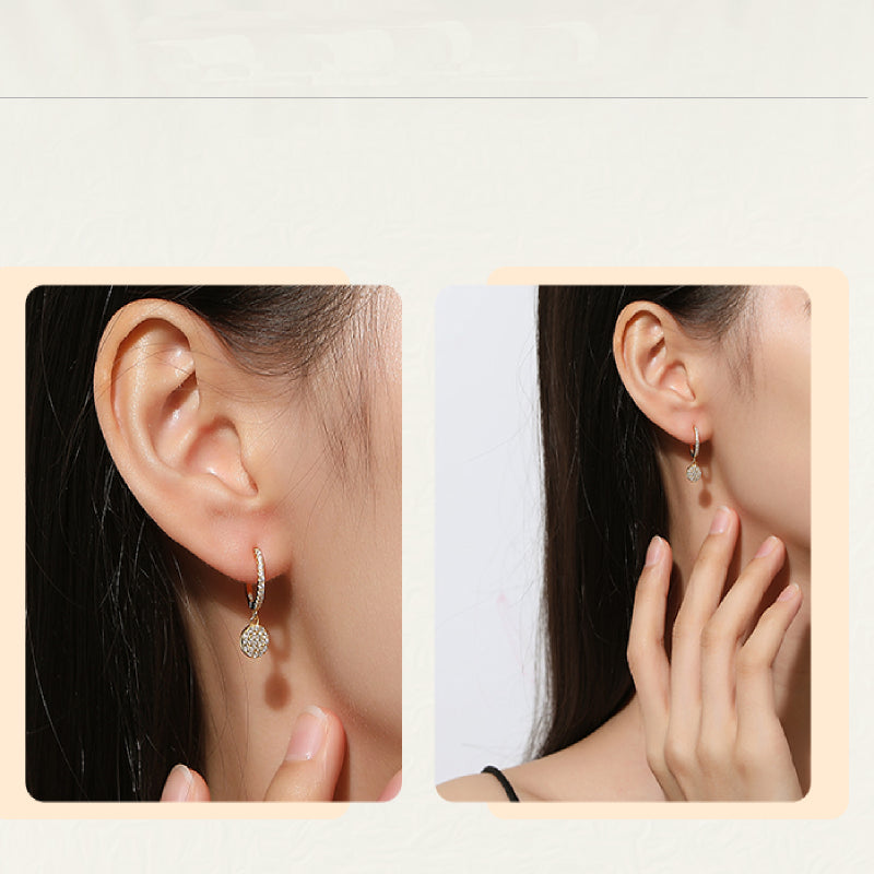 1 Pair Ig Style Simple Style Round Plating Inlay Sterling Silver Zircon Gold Plated Drop Earrings