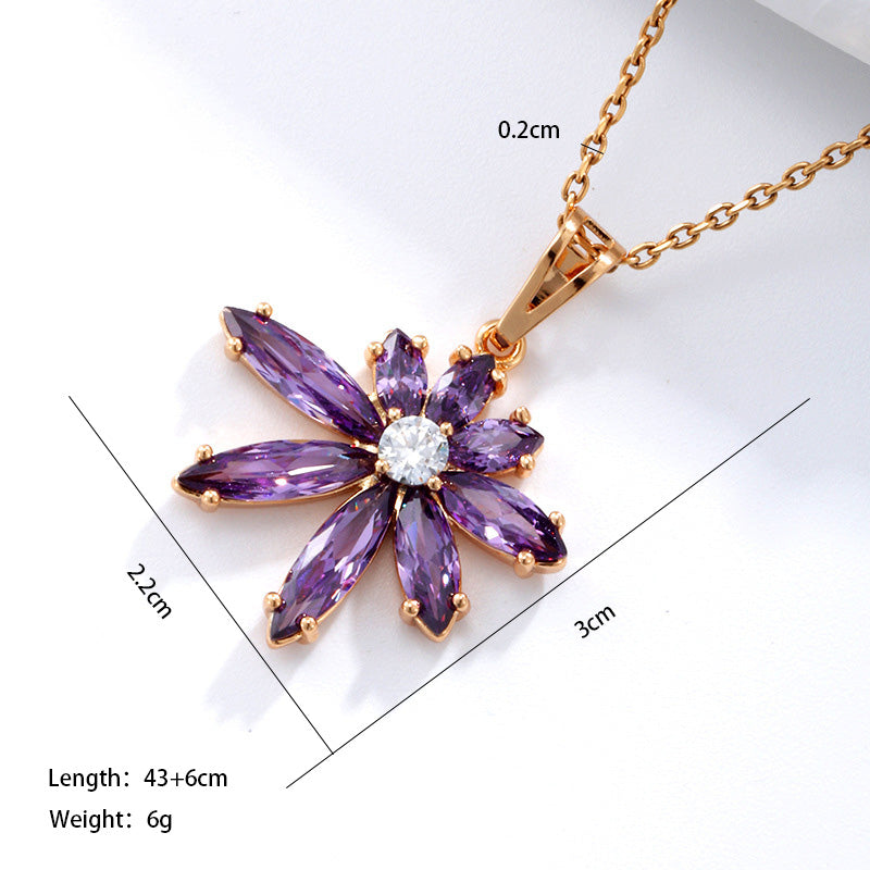 Xuping Simple Style Flower 18k Gold Plated Artificial Gemstones Copper Alloy Wholesale Pendant Necklace