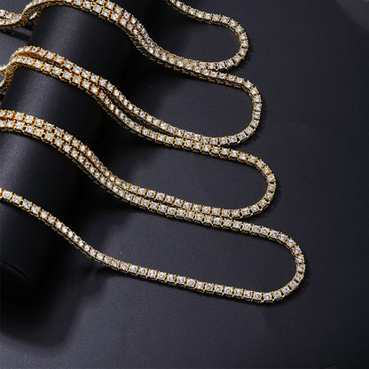 Hip-hop Round Copper Zircon Bracelets Necklace In Bulk