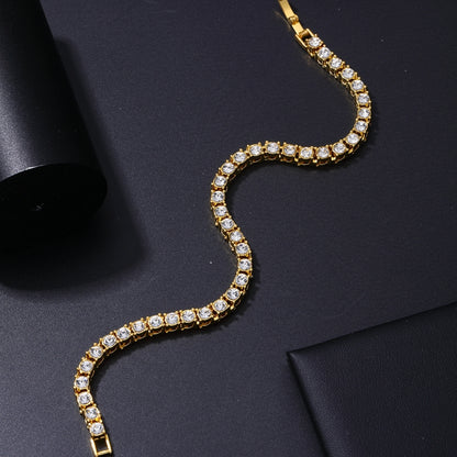 Hip-hop Round Copper Zircon Bracelets Necklace In Bulk
