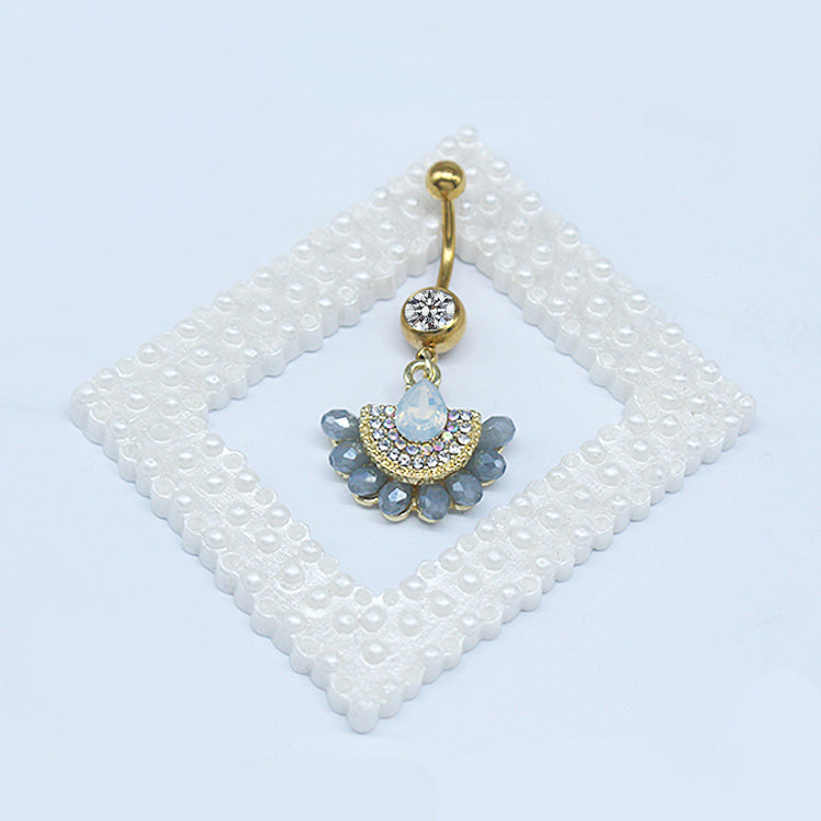 Simple Style Commute Clouds Heart Shape Shell Stainless Steel Alloy Copper Plating Inlay Rhinestones Zircon White Gold Plated Gold Plated Belly Ring