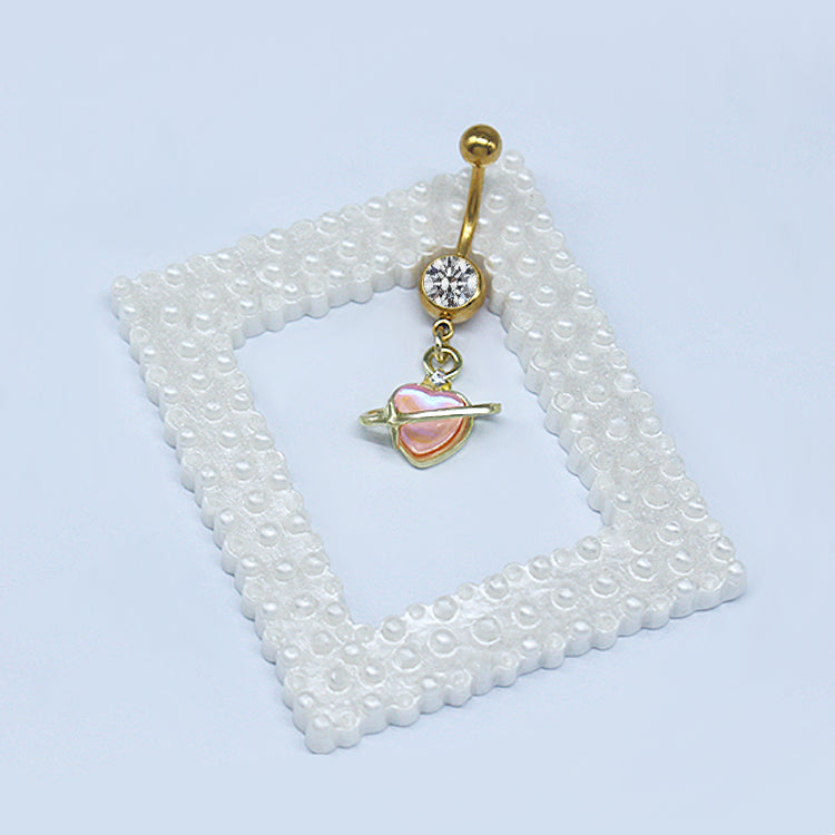 Simple Style Commute Clouds Heart Shape Shell Stainless Steel Alloy Copper Plating Inlay Rhinestones Zircon White Gold Plated Gold Plated Belly Ring