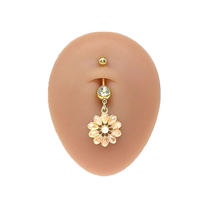 Simple Style Commute Clouds Heart Shape Shell Stainless Steel Alloy Copper Plating Inlay Rhinestones Zircon White Gold Plated Gold Plated Belly Ring