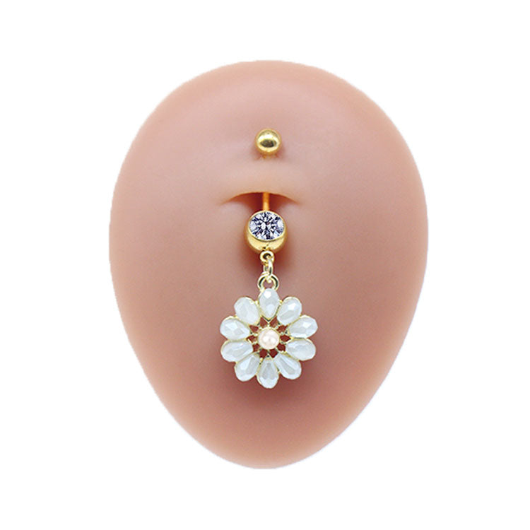 Simple Style Commute Clouds Heart Shape Shell Stainless Steel Alloy Copper Plating Inlay Rhinestones Zircon White Gold Plated Gold Plated Belly Ring