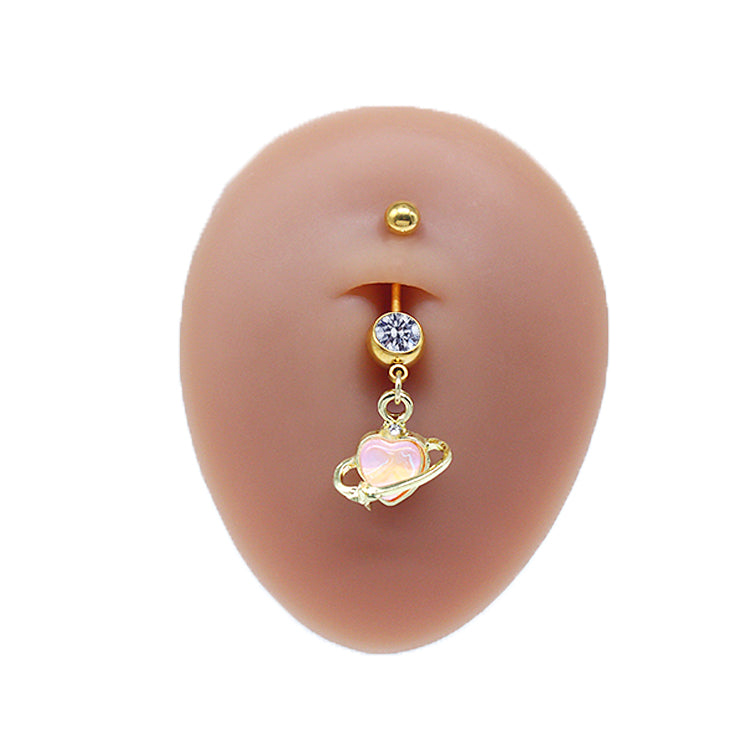 Simple Style Commute Clouds Heart Shape Shell Stainless Steel Alloy Copper Plating Inlay Rhinestones Zircon White Gold Plated Gold Plated Belly Ring