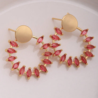 1 Pair Elegant Geometric Starry Sky Shell Plating Inlay Copper Zircon 18k Gold Plated Ear Studs