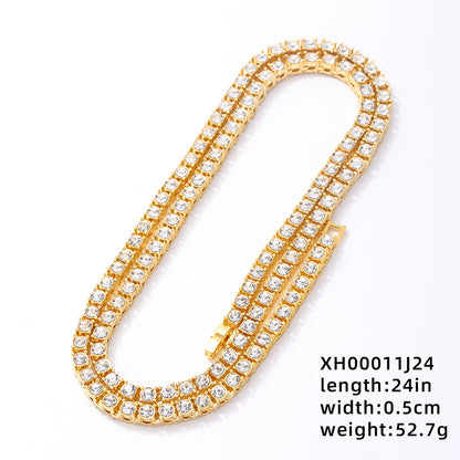 Hip-hop Round Copper Zircon Bracelets Necklace In Bulk