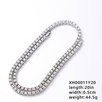 Hip-hop Round Copper Zircon Bracelets Necklace In Bulk