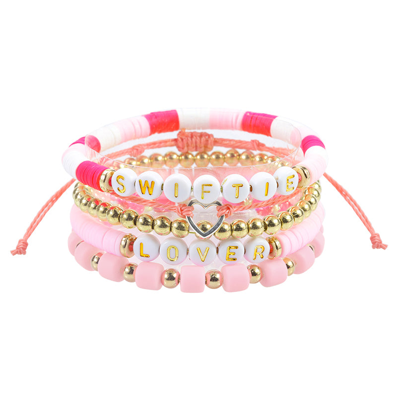 Bohemian Simple Style Letter Colorful Heart Shape Soft Clay Wholesale Bracelets