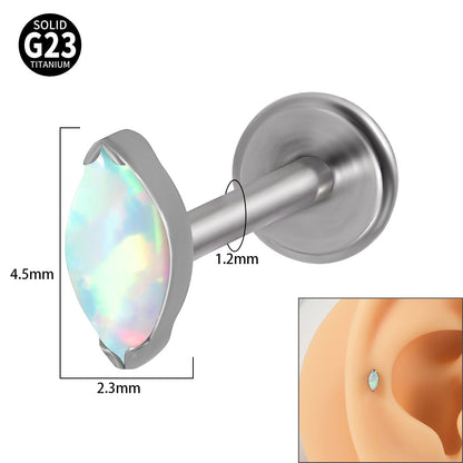 1 Piece Lip Rings Classic Style Colorful Water Droplets G23 Titanium Synthetic Opal Zircon Inlay Synthetic Opal Zircon