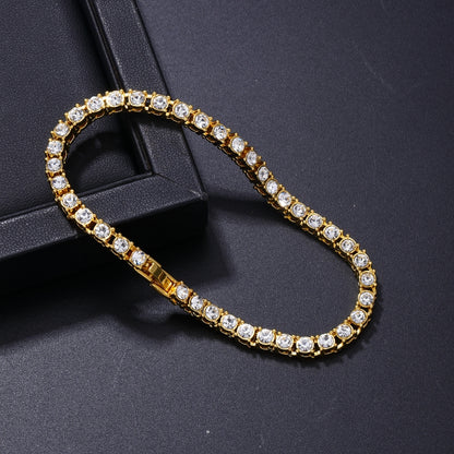 Hip-hop Round Copper Zircon Bracelets Necklace In Bulk