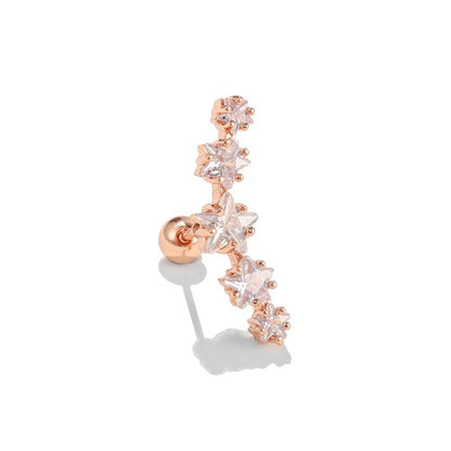 Fashion Flower Brass Inlay Zircon Ear Studs 1 Piece