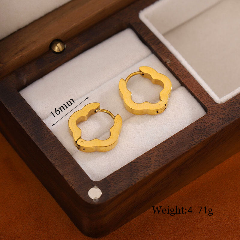 1 Pair Casual Simple Style U Shape Heart Shape Twist Plating Stainless Steel 18k Gold Plated Earrings