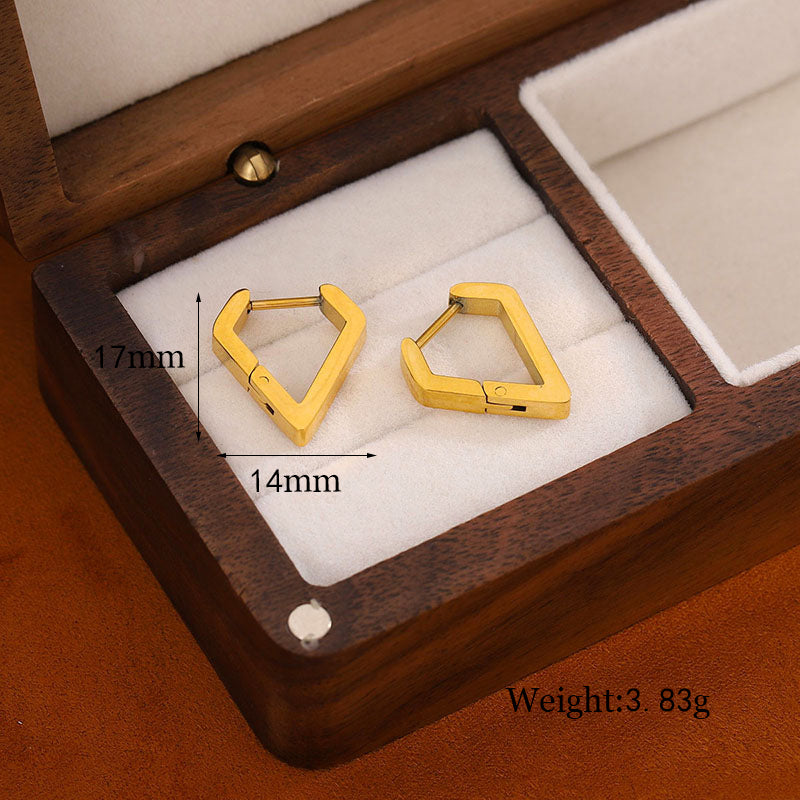 1 Pair Casual Simple Style U Shape Heart Shape Twist Plating Stainless Steel 18k Gold Plated Earrings