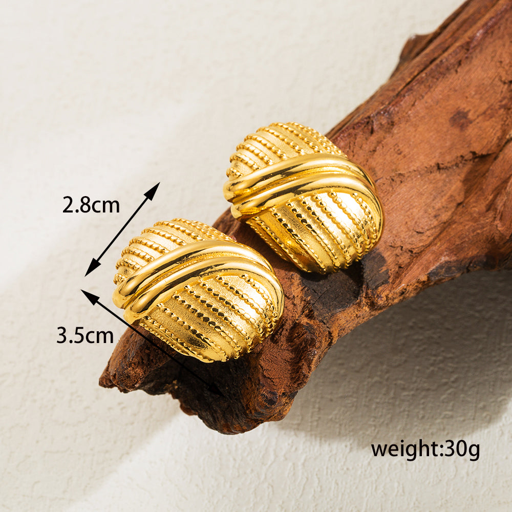 1 Pair Retro Simple Style Streetwear Semicircle Plating Stainless Steel 18k Gold Plated Ear Studs