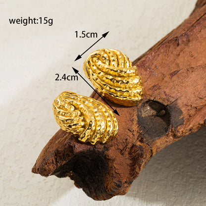 1 Pair Retro Simple Style Streetwear Semicircle Plating Stainless Steel 18k Gold Plated Ear Studs