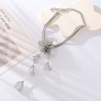 Elegant Luxurious Flower Gold Plated Silver Plated Alloy Wholesale Necklace