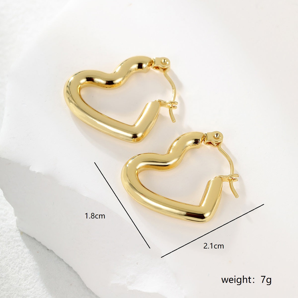 1 Pair Fashion Geometric Heart Shape Plating Stainless Steel 18k Gold Plated Earrings