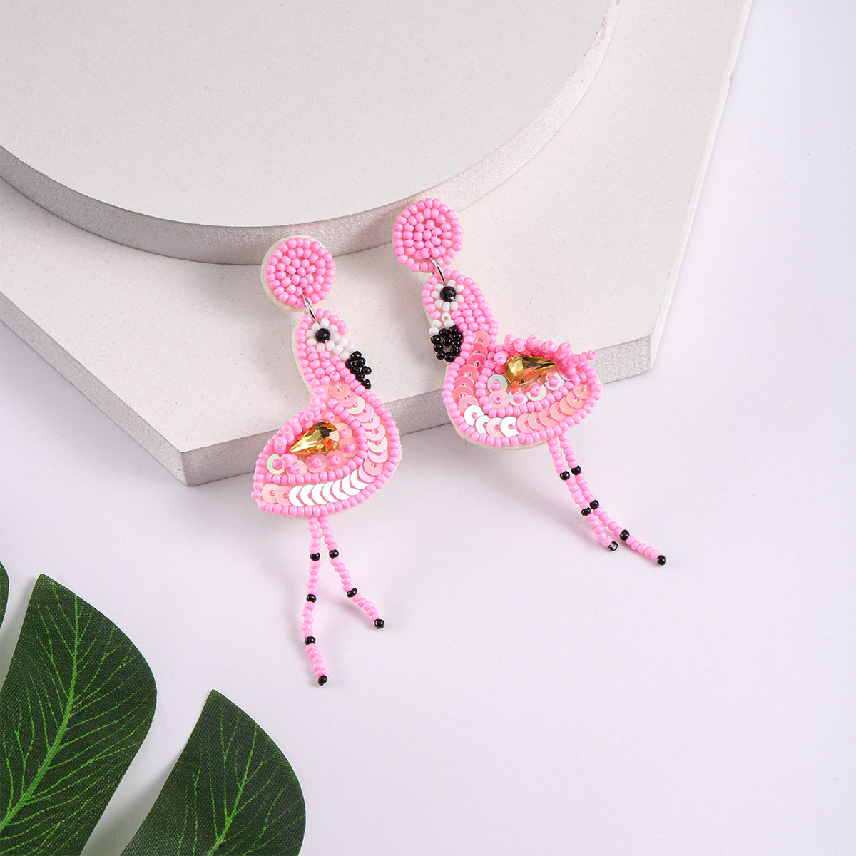 1 Pair Casual Hawaiian Tropical Flamingo Plastic Cloth Drop Earrings