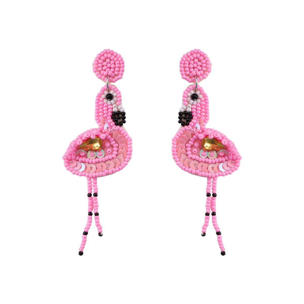 1 Pair Casual Hawaiian Tropical Flamingo Plastic Cloth Drop Earrings