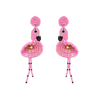 1 Pair Casual Hawaiian Tropical Flamingo Plastic Cloth Drop Earrings