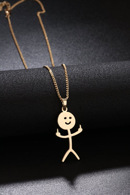 Simple Style Commute Hand Titanium Steel Plating Gold Plated Pendant Necklace