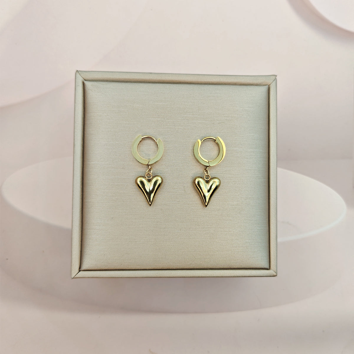 1 Piece Elegant Heart Shape Stamping Plating Stainless Steel 18k Gold Plated Drop Earrings