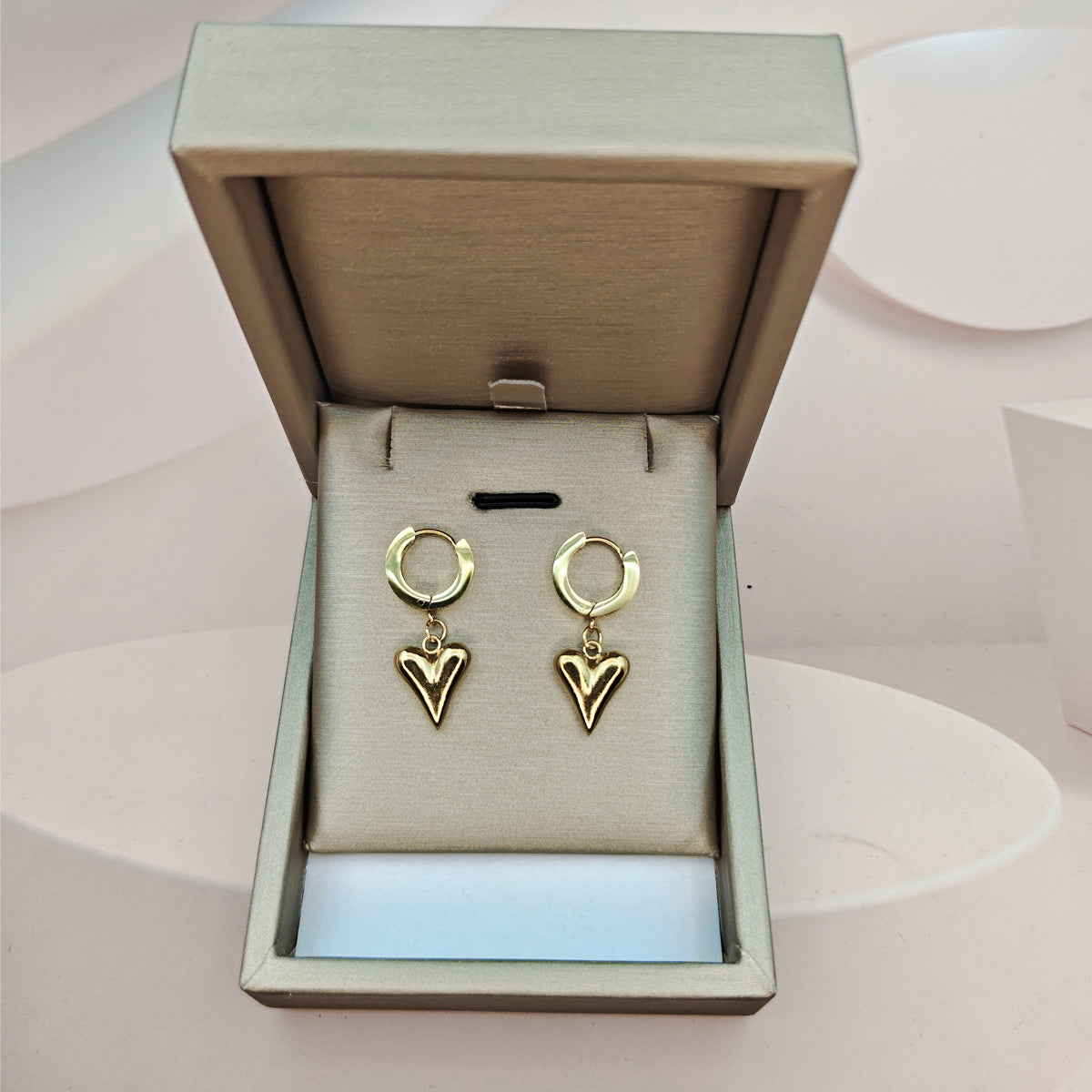 1 Piece Elegant Heart Shape Stamping Plating Stainless Steel 18k Gold Plated Drop Earrings