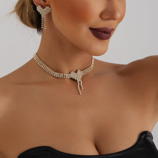 Luxurious Heart Shape Alloy Women's Earrings Necklace