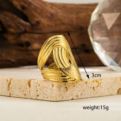 Ig Style Simple Style Geometric Solid Color Stainless Steel Plating 18k Gold Plated Open Rings