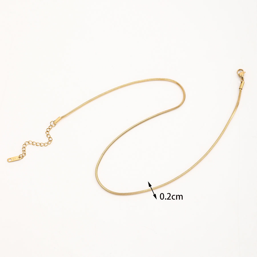 Ig Style Basic Solid Color Stainless Steel Plating 18k Gold Plated Necklace