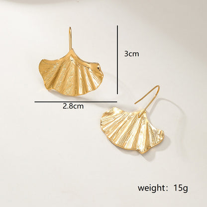 1 Pair Elegant Vacation Sector Ginkgo Leaf Plating Stainless Steel 18k Gold Plated Earrings