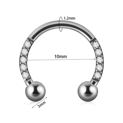 Vacation U Shape Stainless Steel Plating Zircon Nose Ring