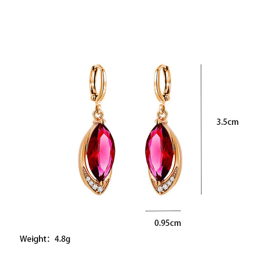 1 Pair Vintage Style Xuping Water Droplets Plating Inlay Copper Alloy Artificial Gemstones 18k Gold Plated Drop Earrings