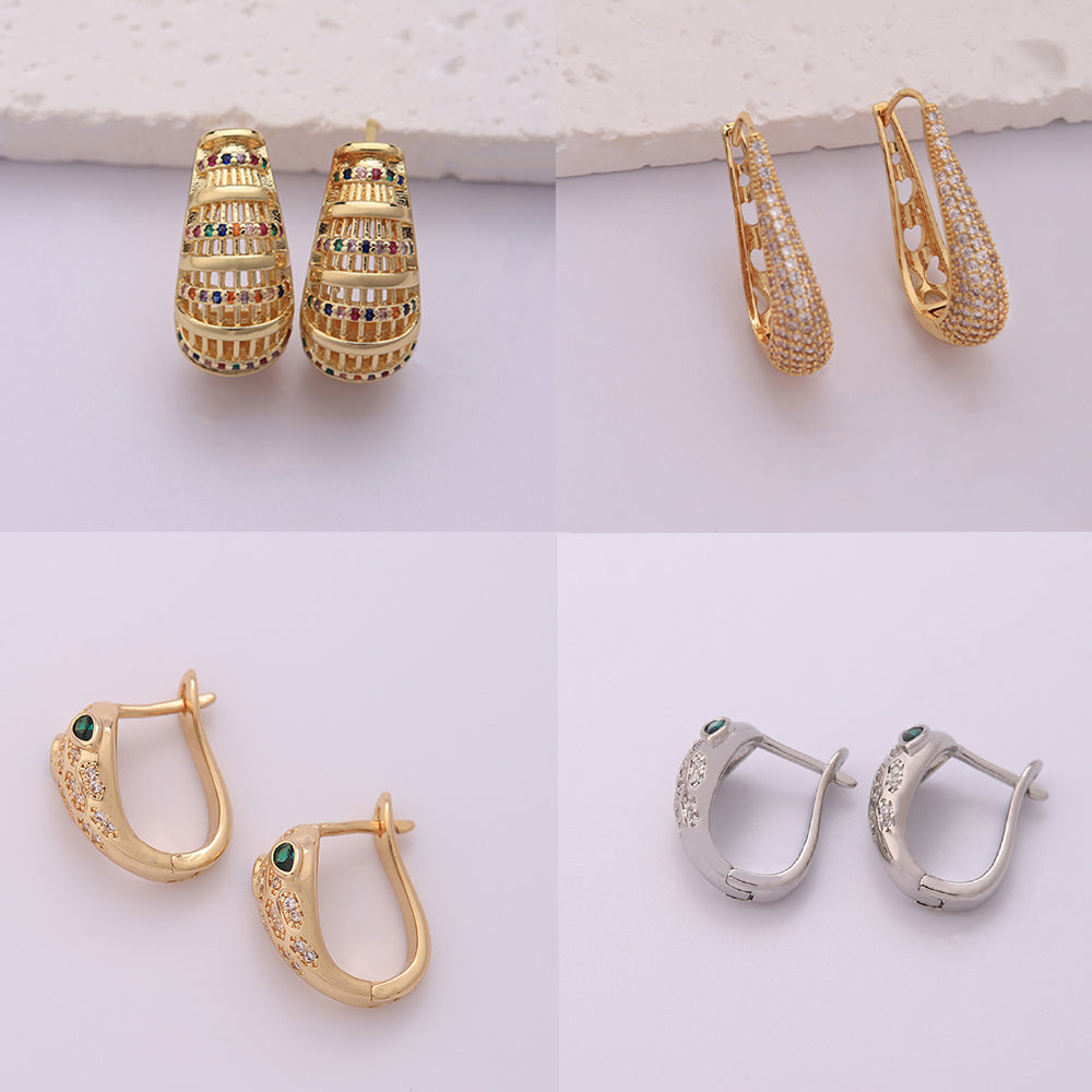 1 Pair Ig Style Hip-hop Streetwear Solid Color Snake Plating Inlay Copper Zircon 18k Gold Plated Silver Plated Earrings