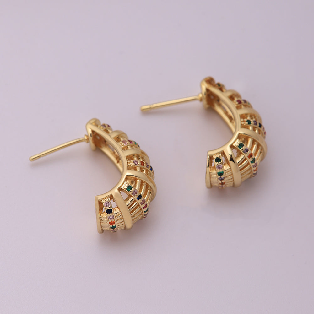 1 Pair Ig Style Hip-hop Streetwear Solid Color Snake Plating Inlay Copper Zircon 18k Gold Plated Silver Plated Earrings