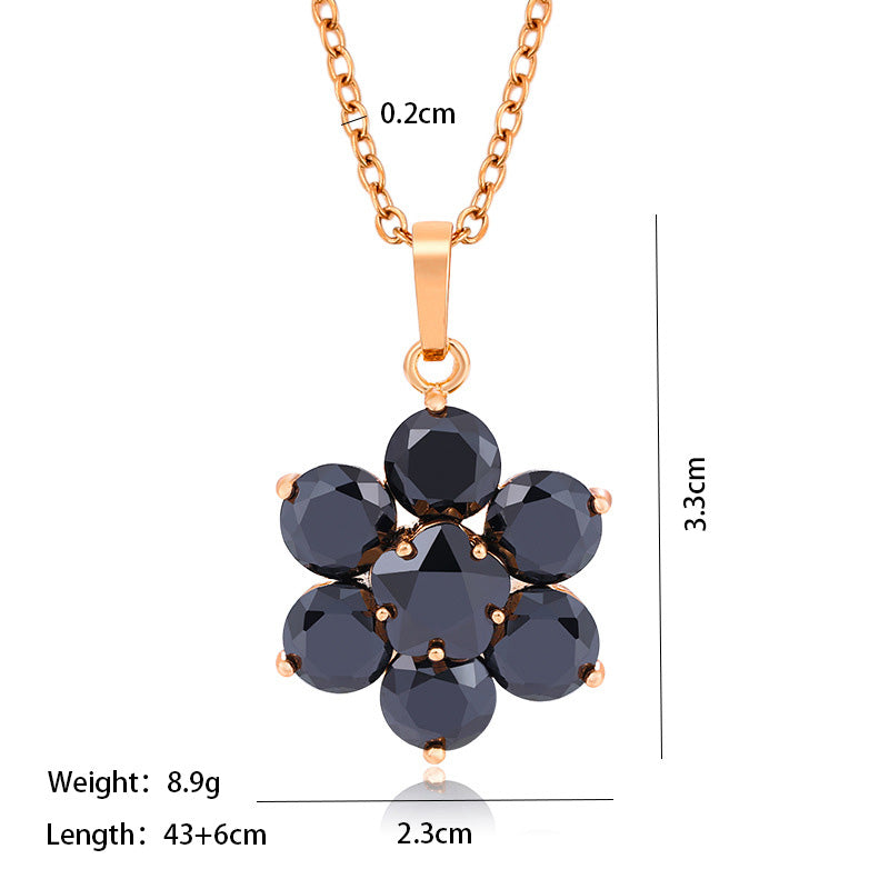 Vintage Style Xuping Flower 18k Gold Plated Artificial Gemstones Copper Alloy Wholesale Pendant Necklace