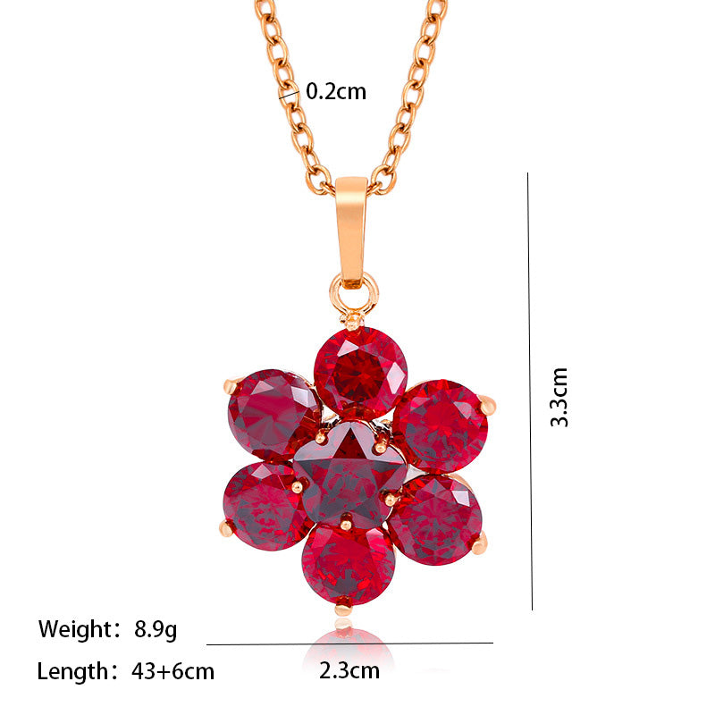 Vintage Style Xuping Flower 18k Gold Plated Artificial Gemstones Copper Alloy Wholesale Pendant Necklace