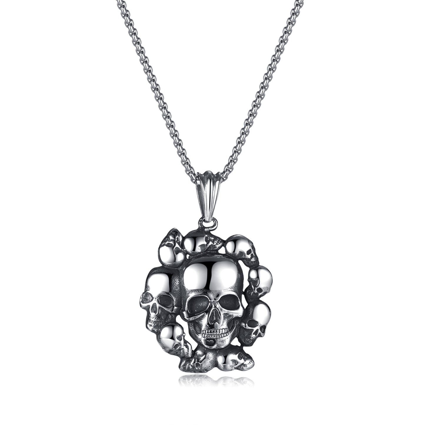 Hip-hop Vintage Style Skull Stainless Steel Pendant Necklace