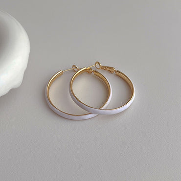 1 Piece Vintage Style Simple Style Solid Color Enamel Plating Hollow Out Copper 18k Gold Plated Hoop Earrings