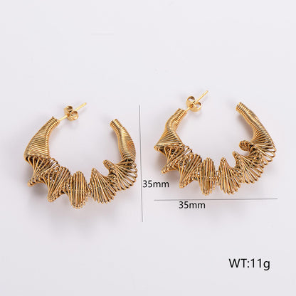 1 Pair Retro Exaggerated Solid Color Plating Stainless Steel 24k Gold Plated Ear Studs