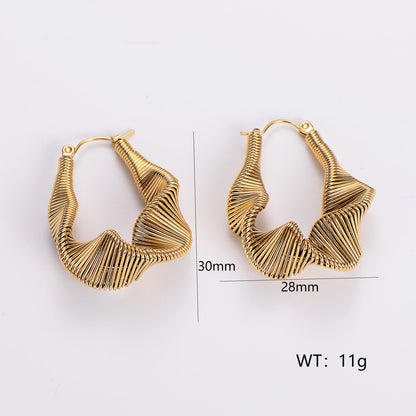 1 Pair Retro Exaggerated Solid Color Plating Stainless Steel 24k Gold Plated Ear Studs