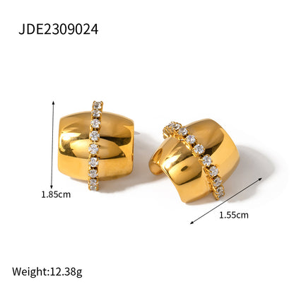 1 Pair Ig Style Sweet C Shape Plating Stainless Steel 18k Gold Plated Ear Studs