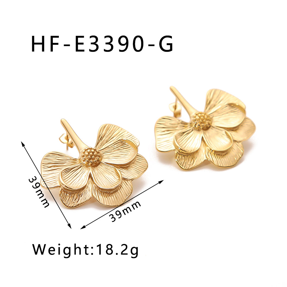 1 Pair Vintage Style Petal Plating Stainless Steel 18k Gold Plated Silver Plated Ear Studs