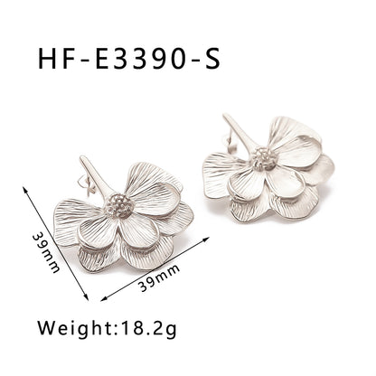 1 Pair Vintage Style Petal Plating Stainless Steel 18k Gold Plated Silver Plated Ear Studs