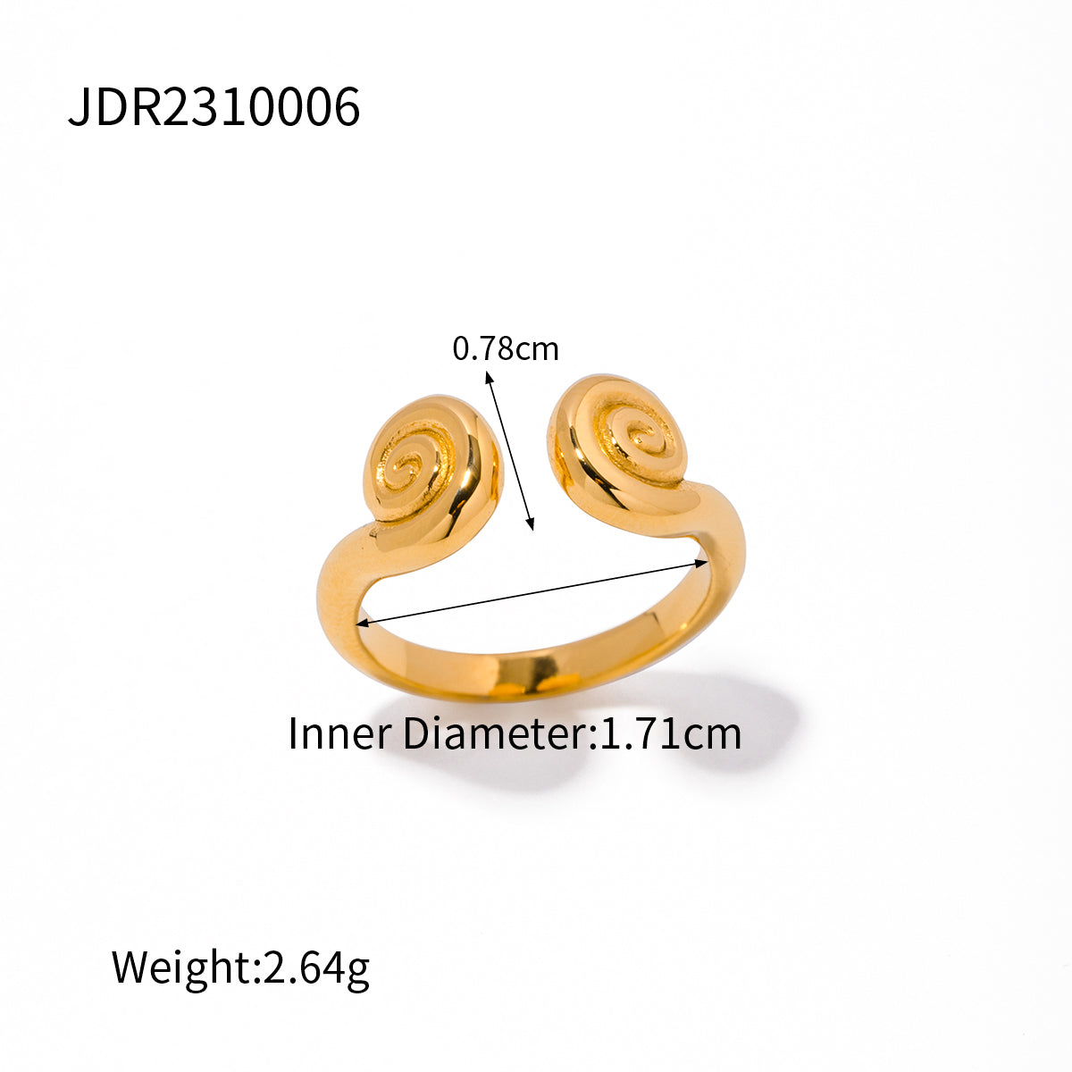 Ig Style C Shape Stainless Steel Plating 18k Gold Plated Open Rings