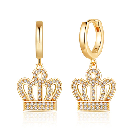 1 Pair Casual Elegant Devil's Eye Crown Butterfly Plating Inlay Copper Zircon 14k Gold Plated White Gold Plated Drop Earrings