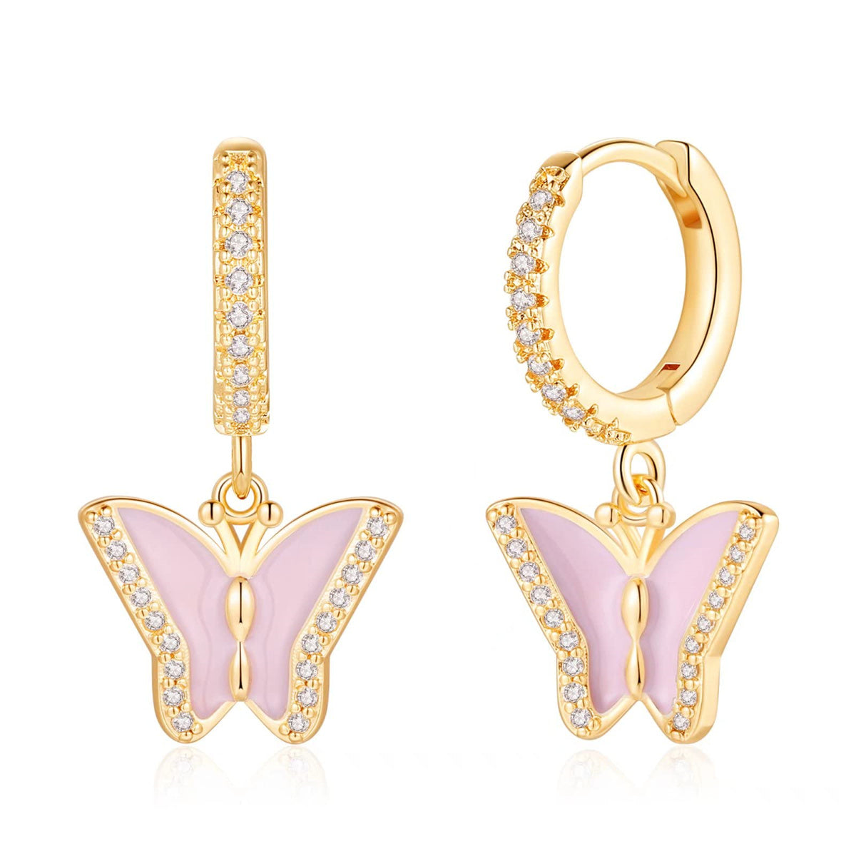 1 Pair Casual Elegant Devil's Eye Crown Butterfly Plating Inlay Copper Zircon 14k Gold Plated White Gold Plated Drop Earrings