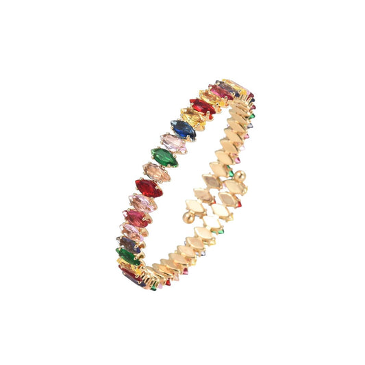 Simple Style Commute Color Block Copper Zircon Bangle In Bulk