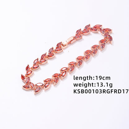Elegant Leaves Copper Zircon Bracelets In Bulk